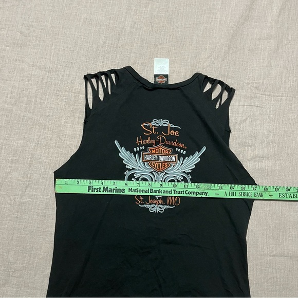 Harley-Davidson Custom Black Muscle Tee Biker Cut Outs Graphic Size Medium - Picture 7 of 8